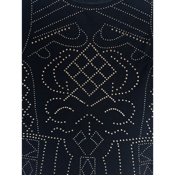 Say What Sweater Dress Womens Rayon Sexy Black W/ Gold Rhinestones Studded XL - Picture 2 of 10